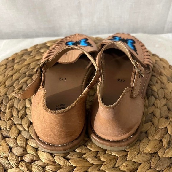Morpho Butterfly Huaraches for Women size 7 Leather Handmade Mexico - Picture 4 of 8